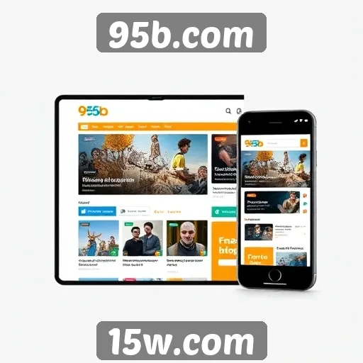 Interface do site 95b.com em dispositivos móveis